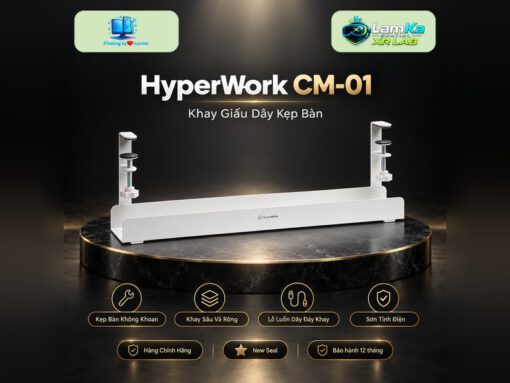 Khay giấu dây kẹp bàn HyperWork CM-01 trên đế tròn với nền công nghệ