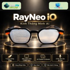 Kính AI RayNeo iO trên đế tròn với nền công nghệ