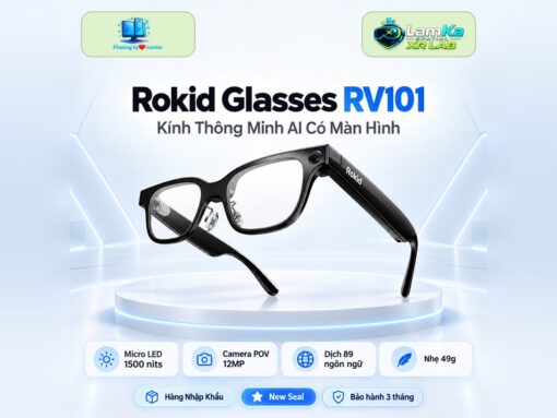 Kính thông minh Rokid RV101 trên đế tròn với nền công nghệ