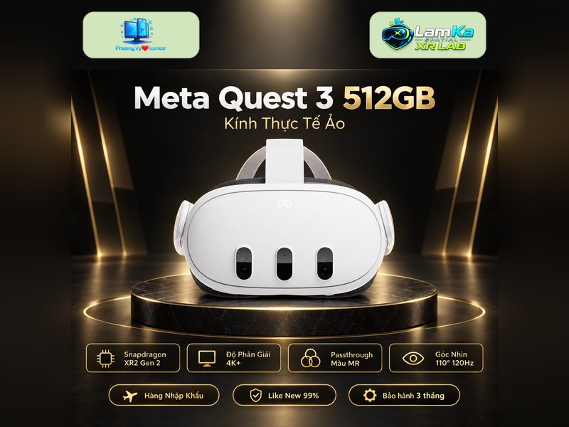 Kính thực tế ảo Meta Quest 3 512GB màu trắng trên nền trơn