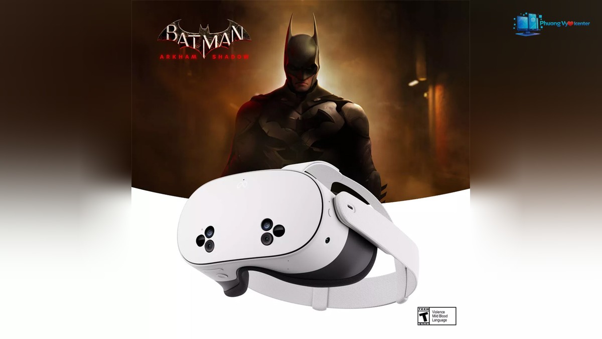 Kính thực tế ảo Meta Quest 3S 128GB nhìn từ phía trước, phần màn hình và thấu kính