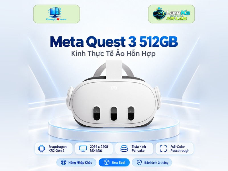 Kính thực tế ảo Meta Quest 3 512GB màu trắng trên nền sáng