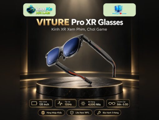 Kính XR VITURE Pro XR Glasses trên đế tròn với phông nền công nghệ