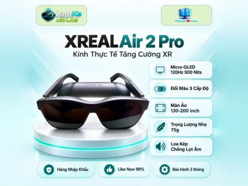 Kính XREAL Air 2 Pro trên đế tròn với nền công nghệ