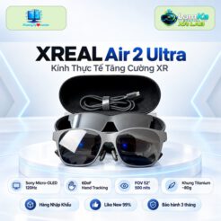 Kính XREAL Air 2 Ultra trên đế tròn với nền công nghệ