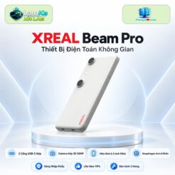 Bộ phát XREAL Beam Pro trên đế tròn với phông nền công nghệ
