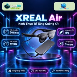 Kính XR XREAL Air màu đen dạng kính râm đặt trên nền trắng