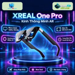 Kính XREAL One Pro trên đế tròn với nền công nghệ