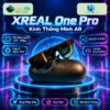 Kính XREAL One Pro trên đế tròn với nền phong cách công nghệ