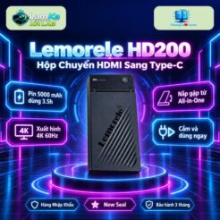 Hộp chuyển đổi Lemorele HD200 đặt trên đế tròn với nền công nghệ