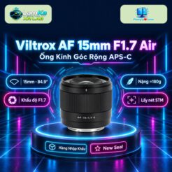 Ống kính Viltrox AF 15mm F1.7 Air trên đế tròn với phông nền công nghệ