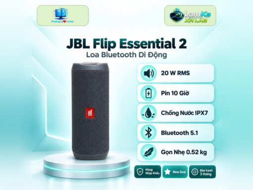 Loa JBL Flip Essential 2 trên đế tròn với nền công nghệ phía sau