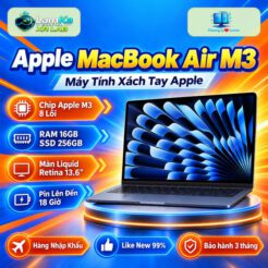 Apple MacBook Air M3 trên đế tròn với nền công nghệ