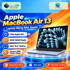 Laptop Apple MacBook Air 13 inch M4 trên đế tròn với nền công nghệ