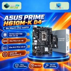 Bo mạch chủ ASUS PRIME H610M-K D4 trên đế tròn, nền công nghệ