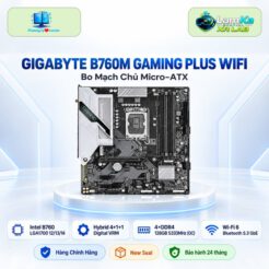 Bo mạch chủ Gigabyte B760M GAMING PLUS WIFI DDR4 trên đế tròn với nền công nghệ