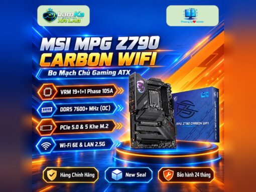Bo mạch chủ MSI MPG Z790 CARBON WIFI trên đế tròn với nền công nghệ