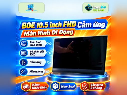 Màn hình di động BOE 10.5 inch đặt trên đế tròn với nền công nghệ phía sau