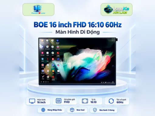 Màn hình di động BOE trên đế tròn với nền mang phong cách công nghệ