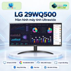 Màn hình LG UltraWide 29WQ500-B trên đế tròn với nền công nghệ