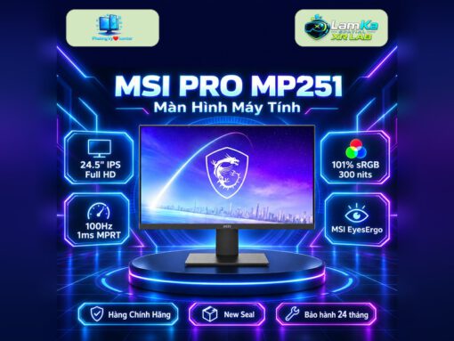 Màn hình MSI PRO MP251 trên đế tròn với nền công nghệ
