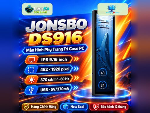 Màn hình phụ JONSBO DS916 trên đế tròn với nền công nghệ