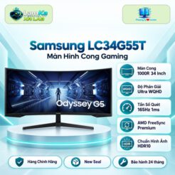 Màn hình cong Samsung Odyssey G5 34 inch trên đế tròn, nền công nghệ