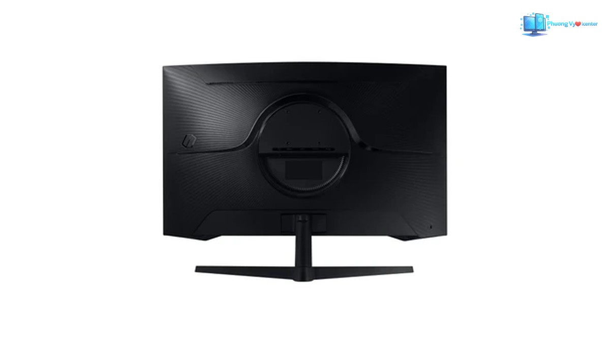 Samsung Odyssey G5 LS32CG552 với mặt sau màu đen, phần gắn chân tròn và chân đế chữ V