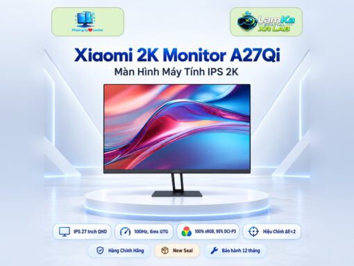Màn hình Xiaomi A27Qi trên đế tròn với nền công nghệ