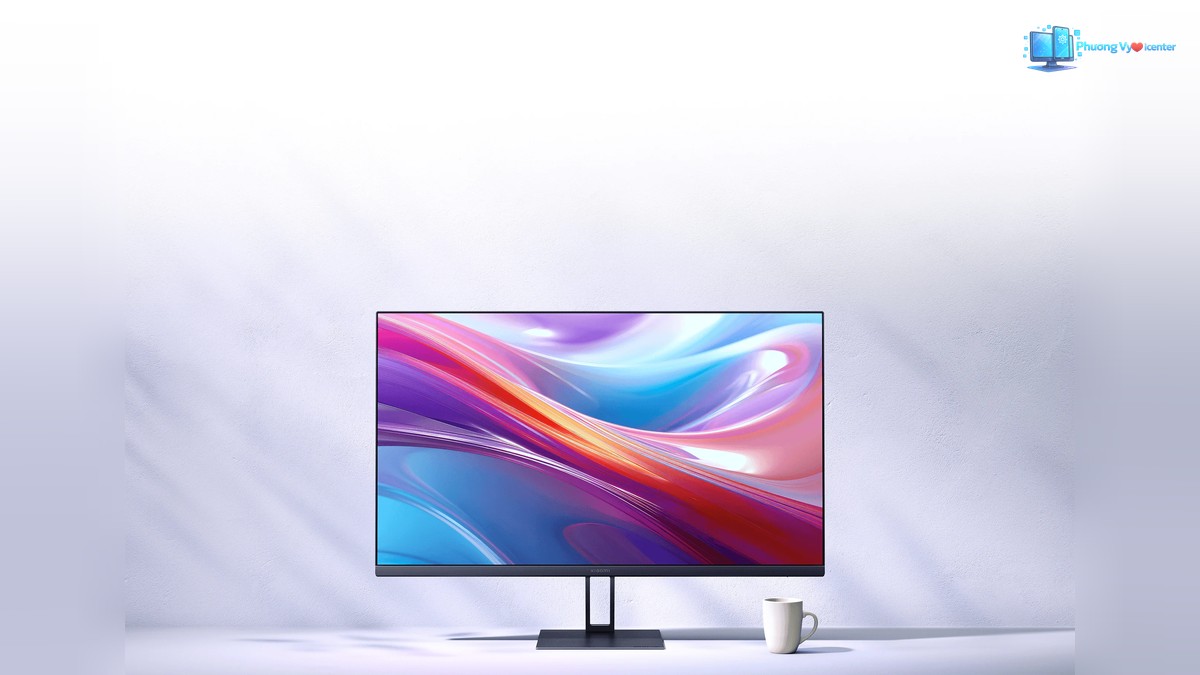 Màn hình Xiaomi A27Qi trong hình giới thiệu các đặc điểm hiển thị