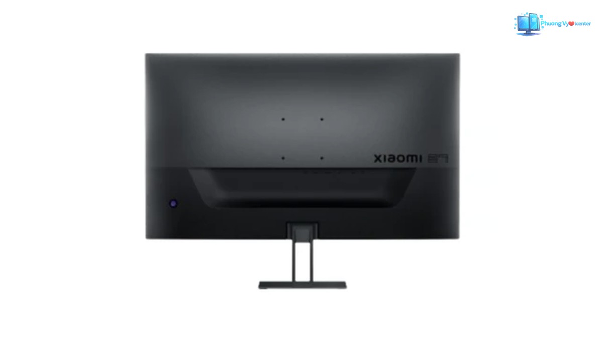 Mặt sau Xiaomi G27Qi với logo Xiaomi, bốn lỗ bắt vít và chân đế đen