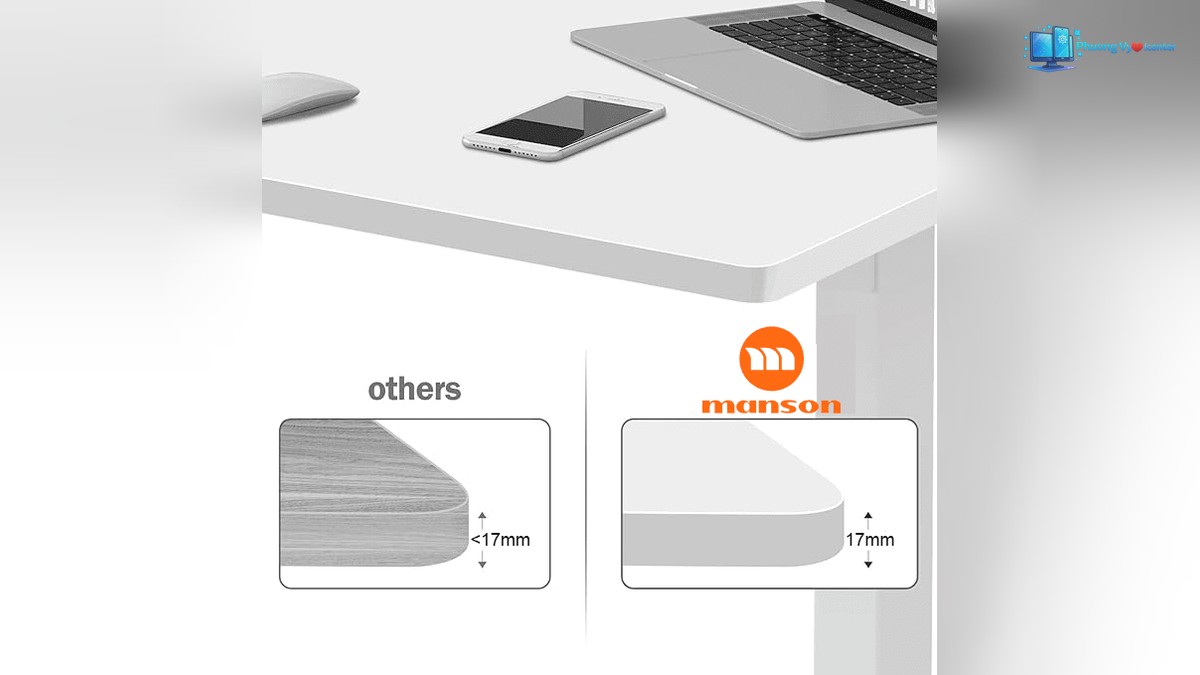 Mặt bàn gỗ MDF Manson SmartDesk/SpaceDesk có thiết kế bo tròn cạnh