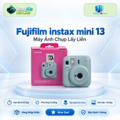 Máy ảnh Fujifilm Instax Mini 13 trên đế tròn với phông nền công nghệ