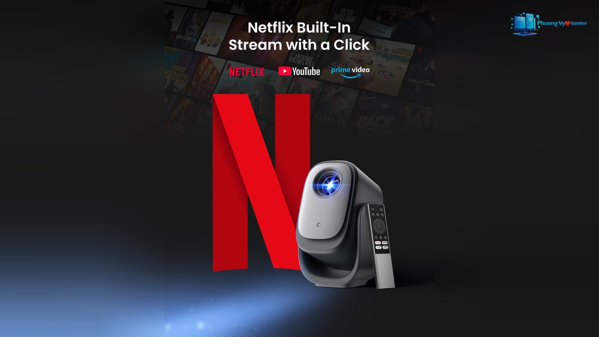Dangbei N2 Mini giới thiệu các ứng dụng Netflix, YouTube và Prime Video tích hợp