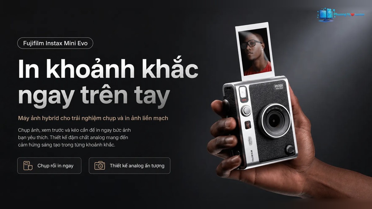 Máy ảnh Fujifilm Instax Mini Evo trong hình giới thiệu sản phẩm