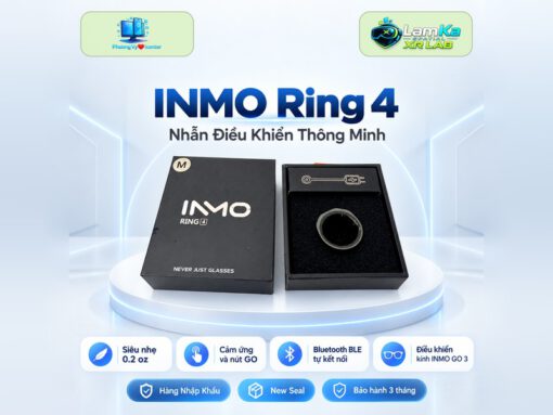Nhẫn thông minh INMO Ring 4 màu đen trên đế tròn với nền công nghệ