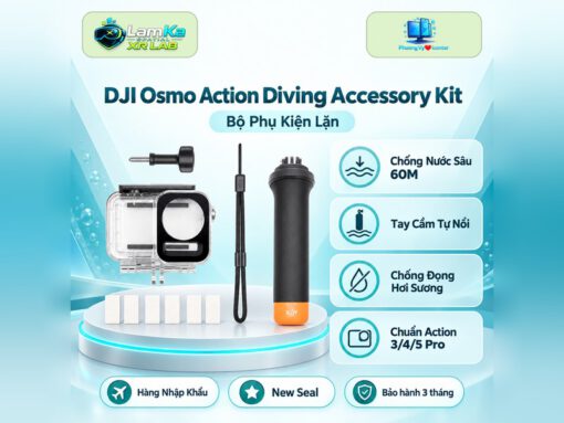 Bộ kit lặn DJI Osmo Action trên đế tròn với nền công nghệ