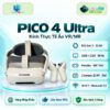 Kính VR/MR PICO 4 Ultra trên đế tròn với phông nền công nghệ