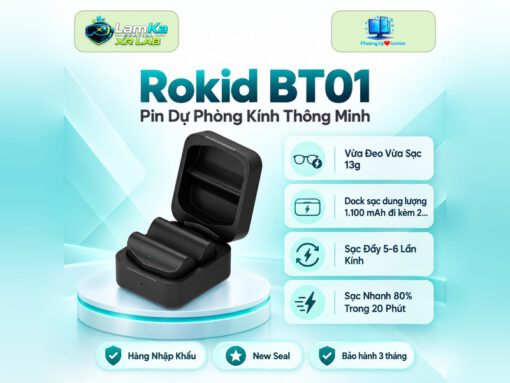 Bộ pin dự phòng Rokid BT01 trên đế tròn với nền công nghệ
