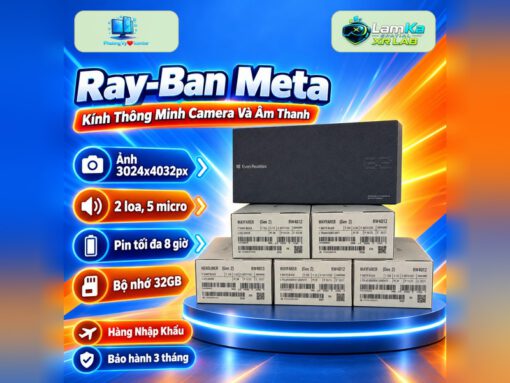 Kính thông minh Ray-Ban Meta Gen 2 Wayfarer trên đế tròn, nền phong cách công nghệ