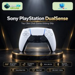 Tay cầm Sony PlayStation DualSense Midnight Black trên đế tròn với nền công nghệ