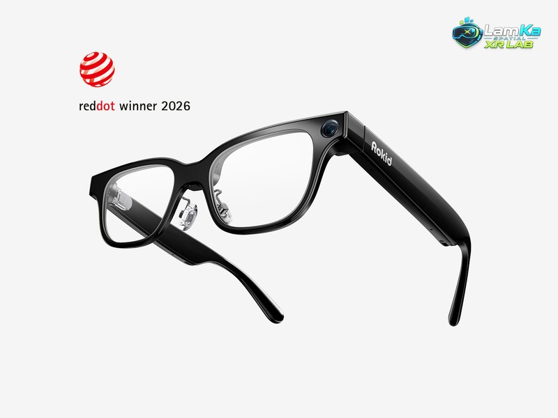 Kính thông minh Rokid Glasses RV101 gọng trong suốt, camera đặt gần góc tròng kính