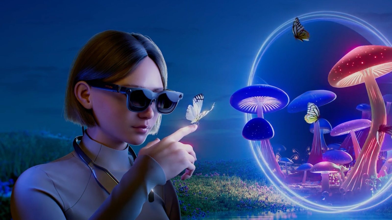 Người đeo VITURE Luma Ultra dùng cử chỉ tay với nội dung ảo 6DoF