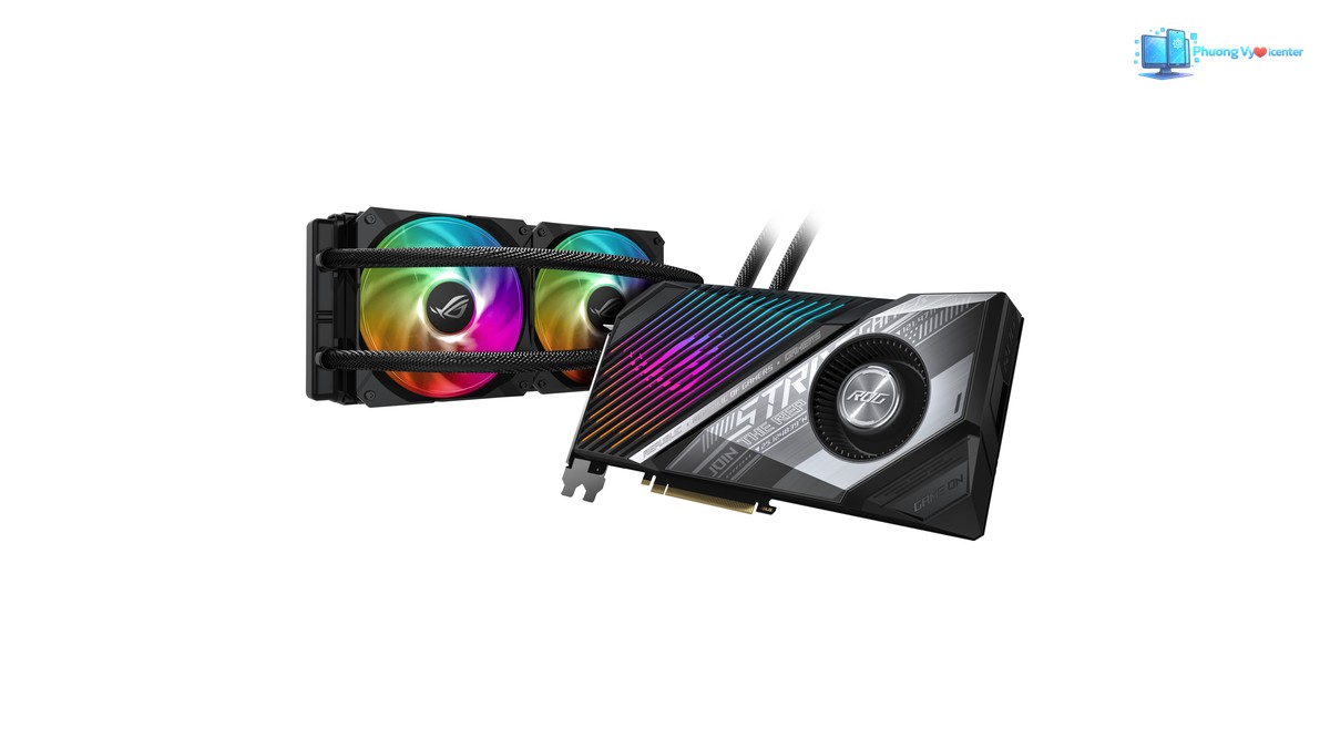 ASUS ROG Strix LC RX 6800 XT với bộ tản nhiệt nước và két hai quạt ARGB