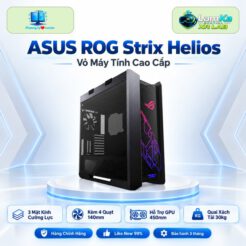 Vỏ case ASUS ROG Strix Helios Black trên đế tròn với nền công nghệ