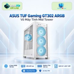 Vỏ case ASUS TUF Gaming GT302 ARGB White trên đế tròn với nền công nghệ