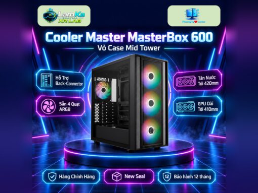 Vỏ case Cooler Master MasterBox 600 trên đế tròn với nền công nghệ