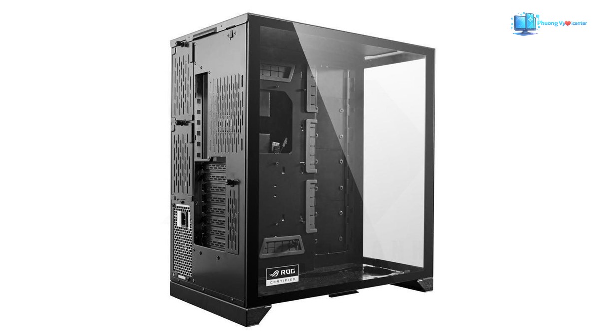 LIAN LI PC-O11 Dynamic Black nhìn nghiêng từ phía sau, thấy khe mở rộng và lưới thông gió