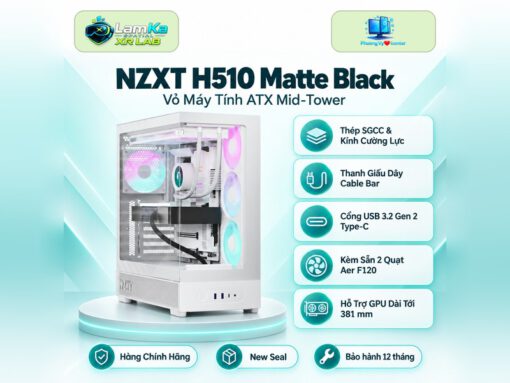 Vỏ case NZXT H510 Matte Black trên đế tròn với nền công nghệ