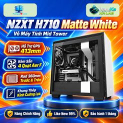 Vỏ case NZXT H710 Matte White trên đế tròn với nền công nghệ